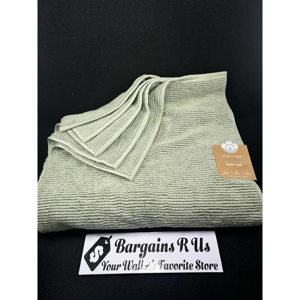 5 Pack WELLBE Turkish Pinstripe Bath Mat Green 20x34in 100%